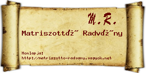 Matriszottó Radvány névjegykártya